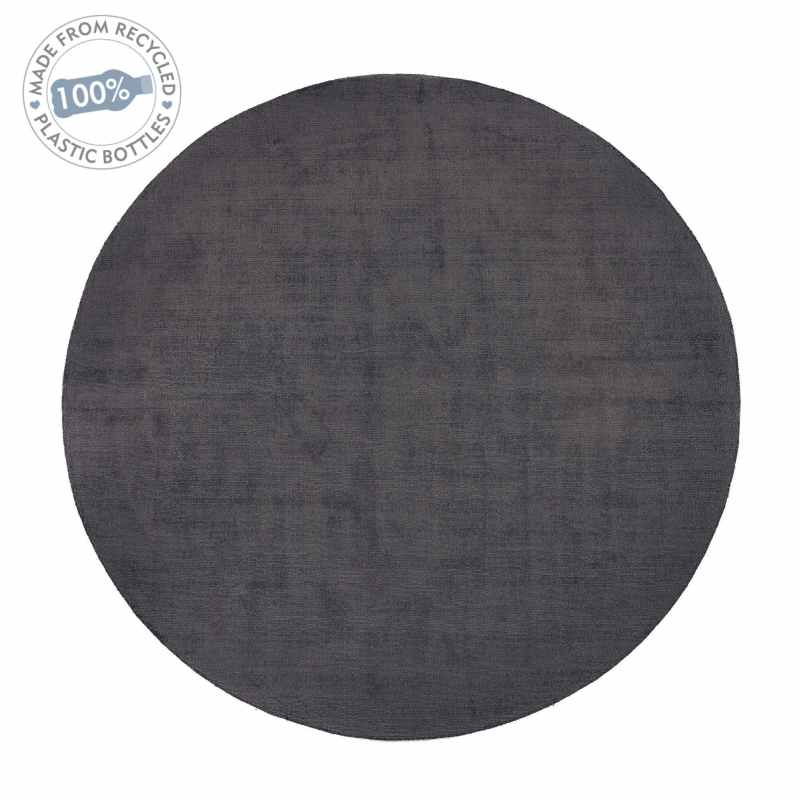 Reef Plain Dye Eco Circle Rugs in Dark Grey