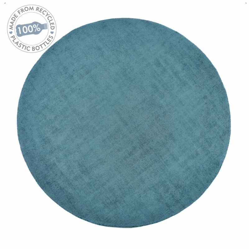 Reef Plain Dye Eco Circle Rugs in Petrol Blue