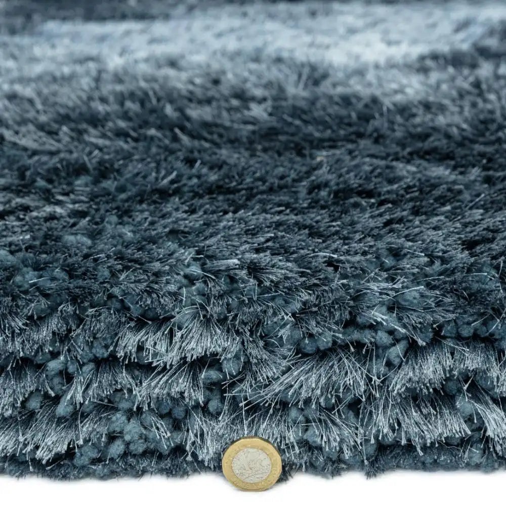 Asiatic plush air force blue Blue Living Room Shaggy Rug.