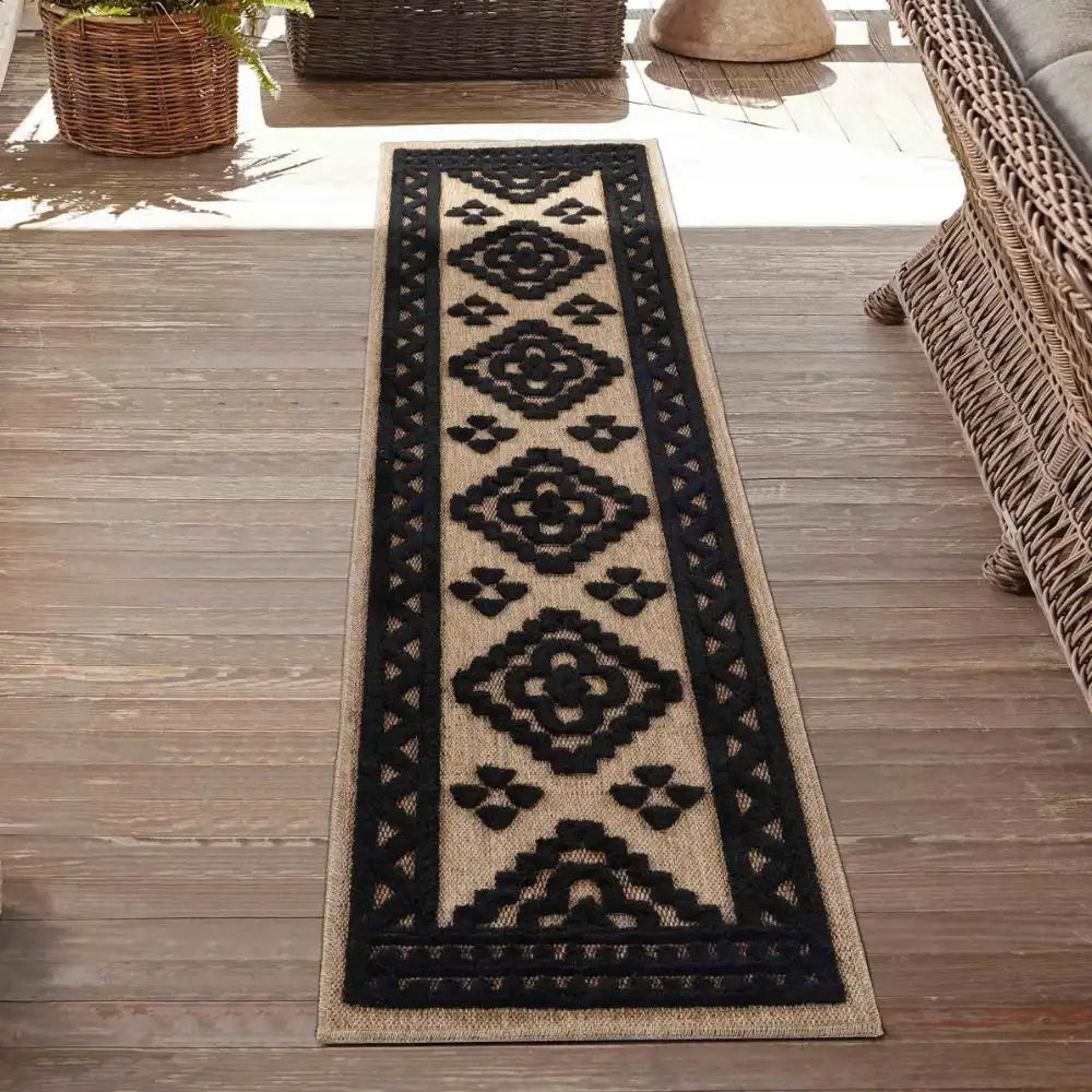 Harper Outdoor Aztec black Rug
