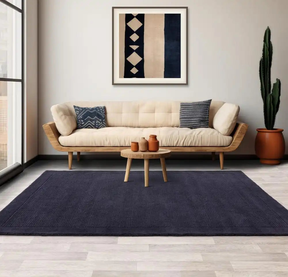 Asiatic york navy Blue, Navy Living Room Wool Rug.