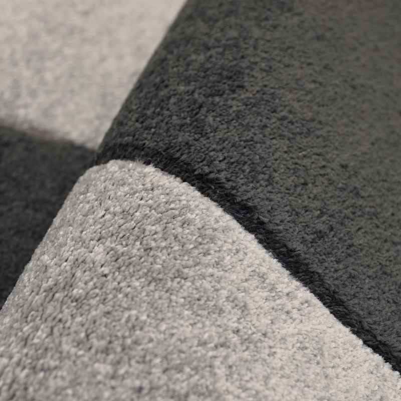 Sara Blocks Modern Geometric Carved Rugs in Grey