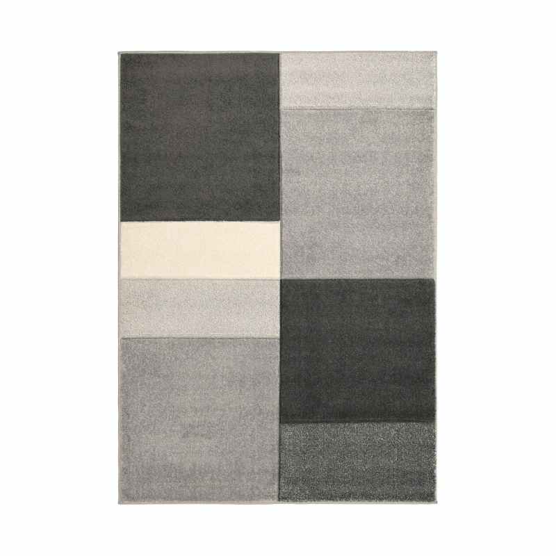 Sara Blocks Modern Geometric Carved Rugs in Grey