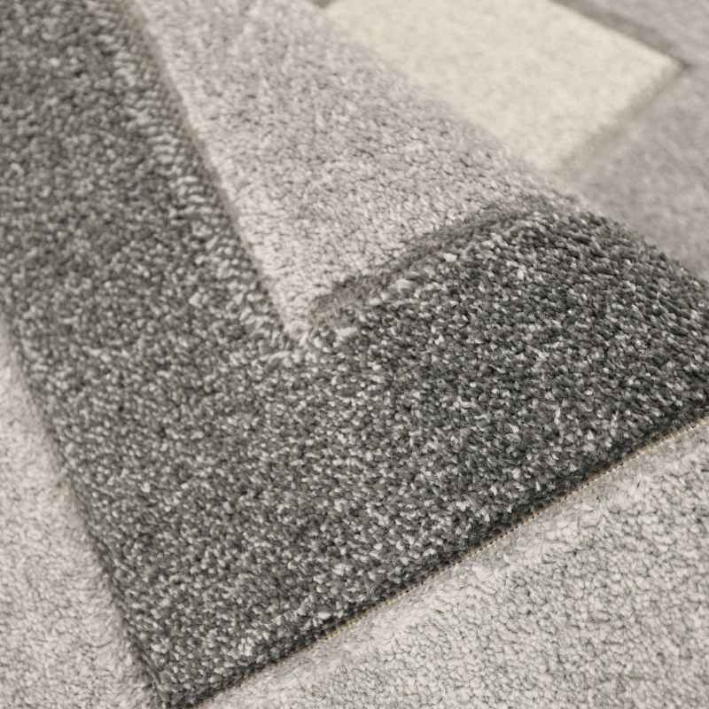 Sara Border Modern Geometric Carved Rugs in Grey