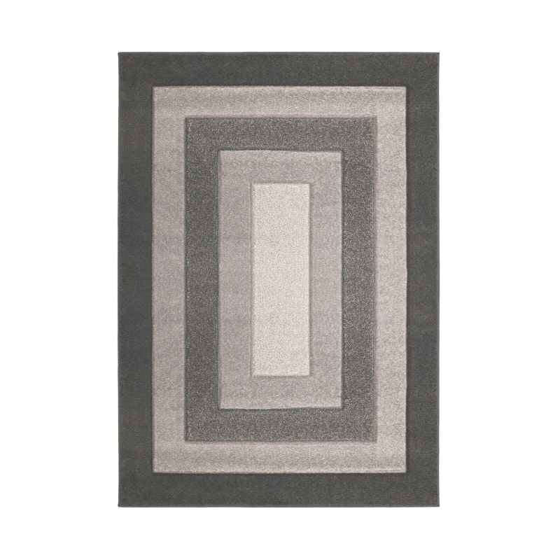 Sara Border Modern Geometric Carved Rugs in Grey
