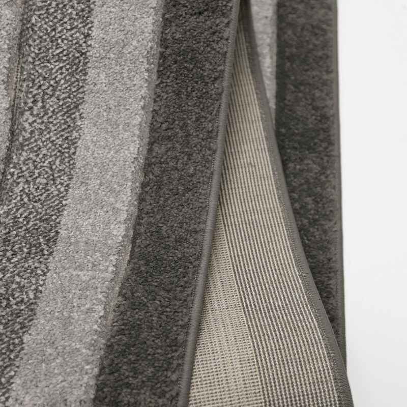 Sara Border Modern Geometric Carved Runner Rugs in Grey