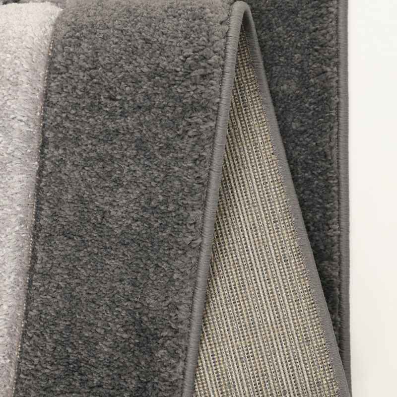 Sara Border Modern Geometric Carved Runner Rugs in Grey