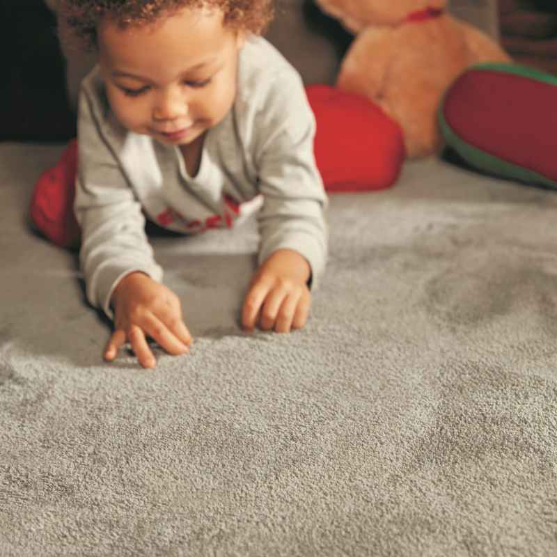 Sense Plain Washable Rug in Ghost Grey