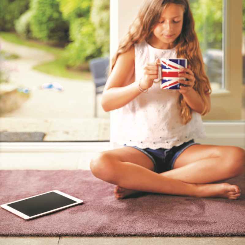 Sense Plain Washable Rug in Rose Pink