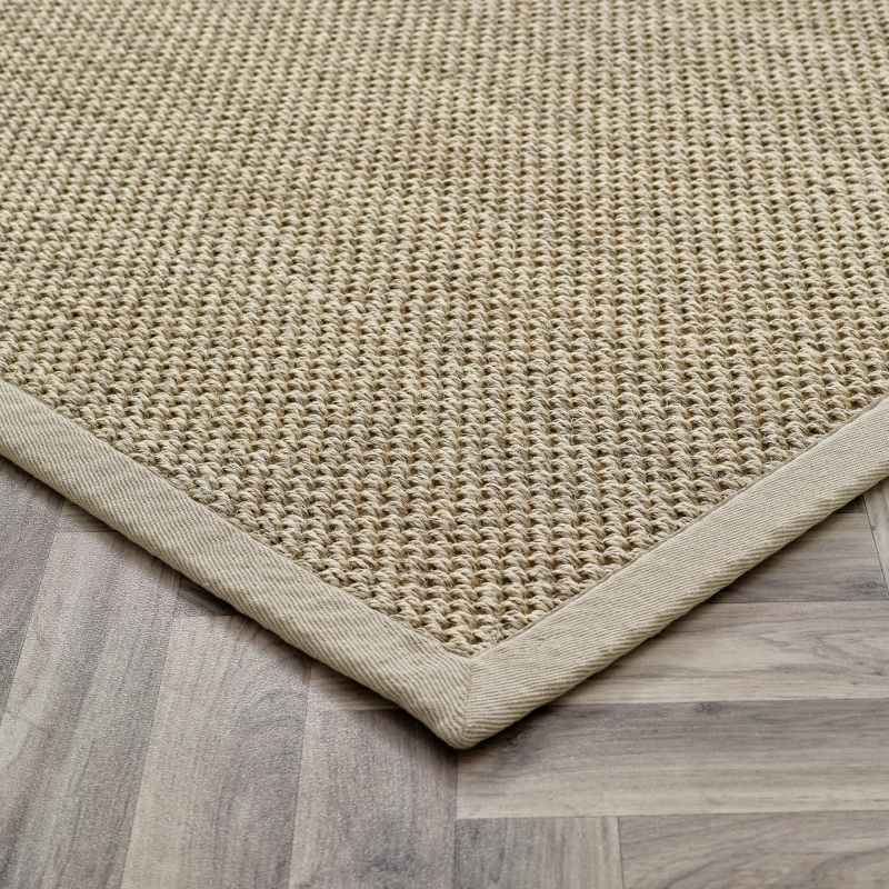 Origins Sisal Woven Border Textured Runner Rug in Light Beige