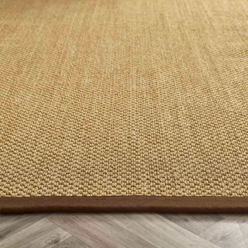 Origins Sisal Woven Border Textured Runner Rug in Warm Natural