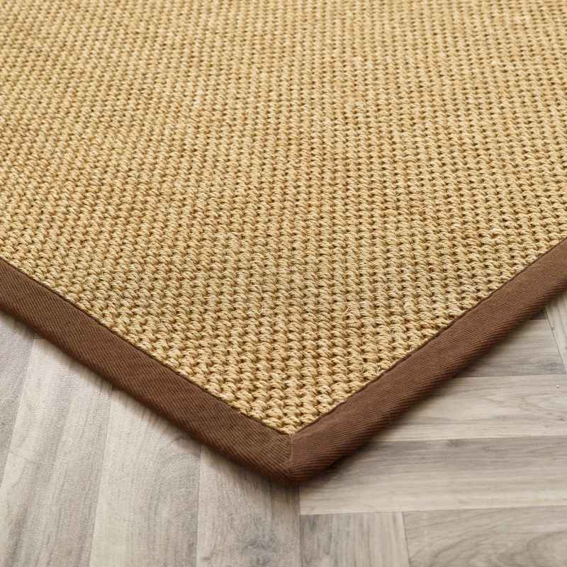 Origins Sisal Woven Border Textured Runner Rug in Warm Natural