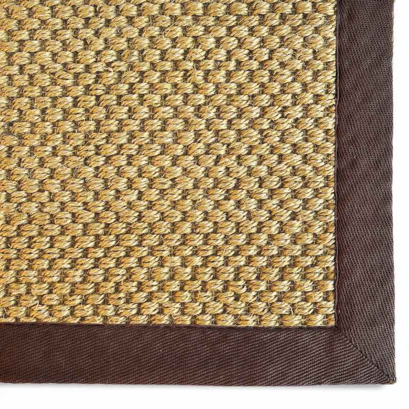 Origins Sisal Woven Border Textured Runner Rug in Warm Natural