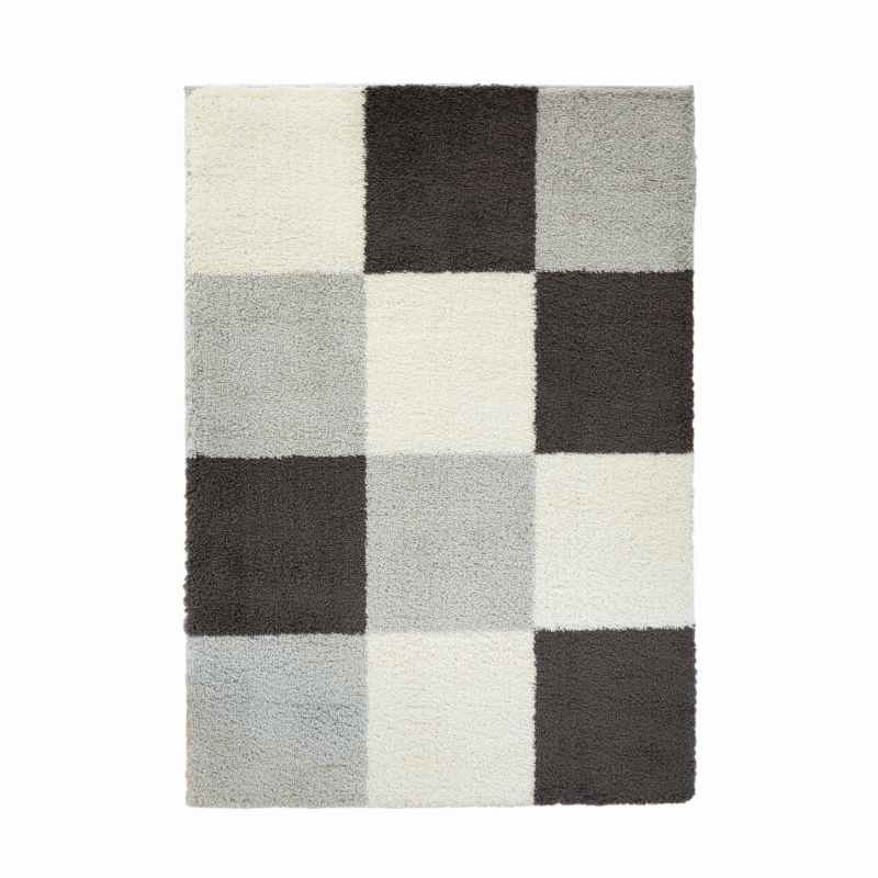 Snug Blocks Shaggy Geometric Rugs in Grey
