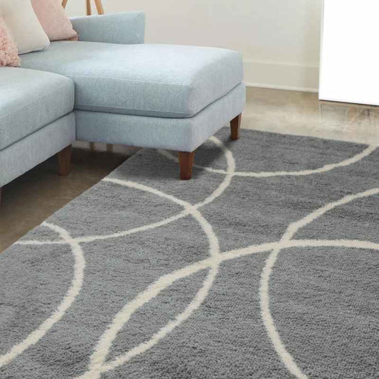 Snug Bubbles Shaggy Geometric Rugs in Grey