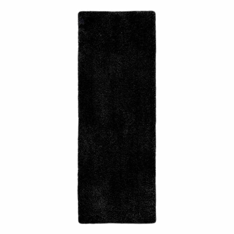 Snug Plain Shaggy Modern Runner Rugs in Black