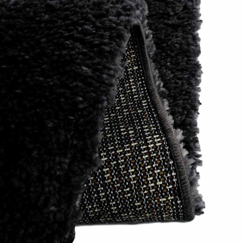 Snug Plain Shaggy Modern Runner Rugs in Black