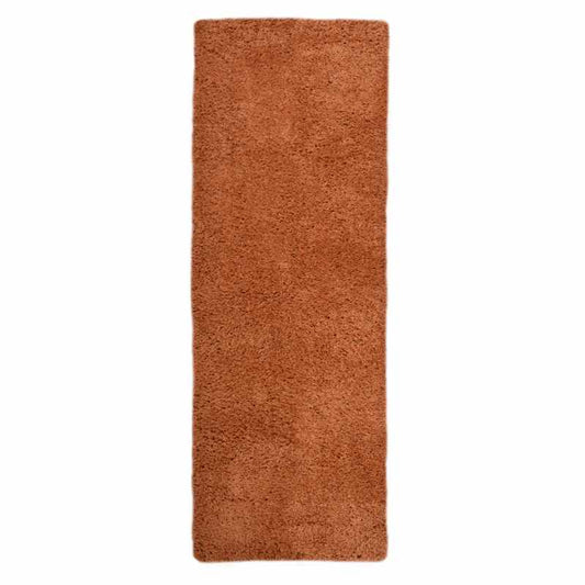 Snug Plain Shaggy Modern Runner Rugs in Terracotta Orange