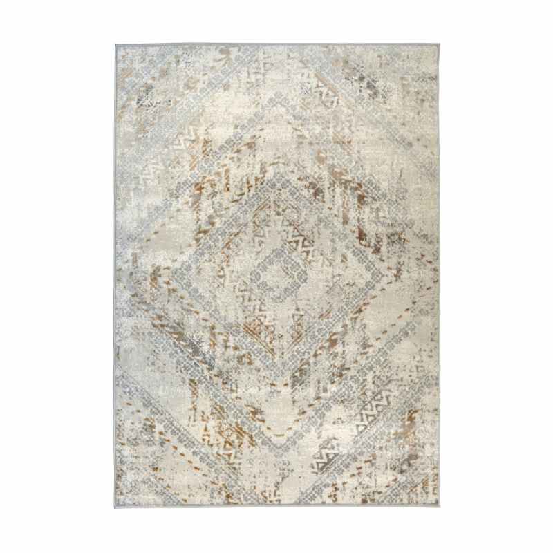 Abstract Square Textured Woven Rugs in Ochre Yellow