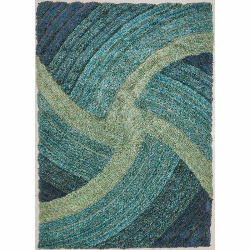 Stella 3D Shaggy Abstract Modern Rugs in Blue