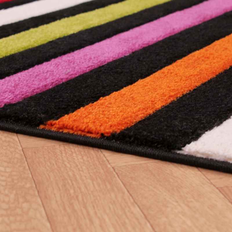 Spectra Stilo Carved Striped Modern Runner Rugs in Multi