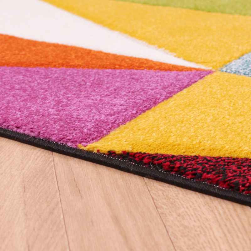 Spectra Tampa Carved Geometric Modern Runner Rugs in Multi