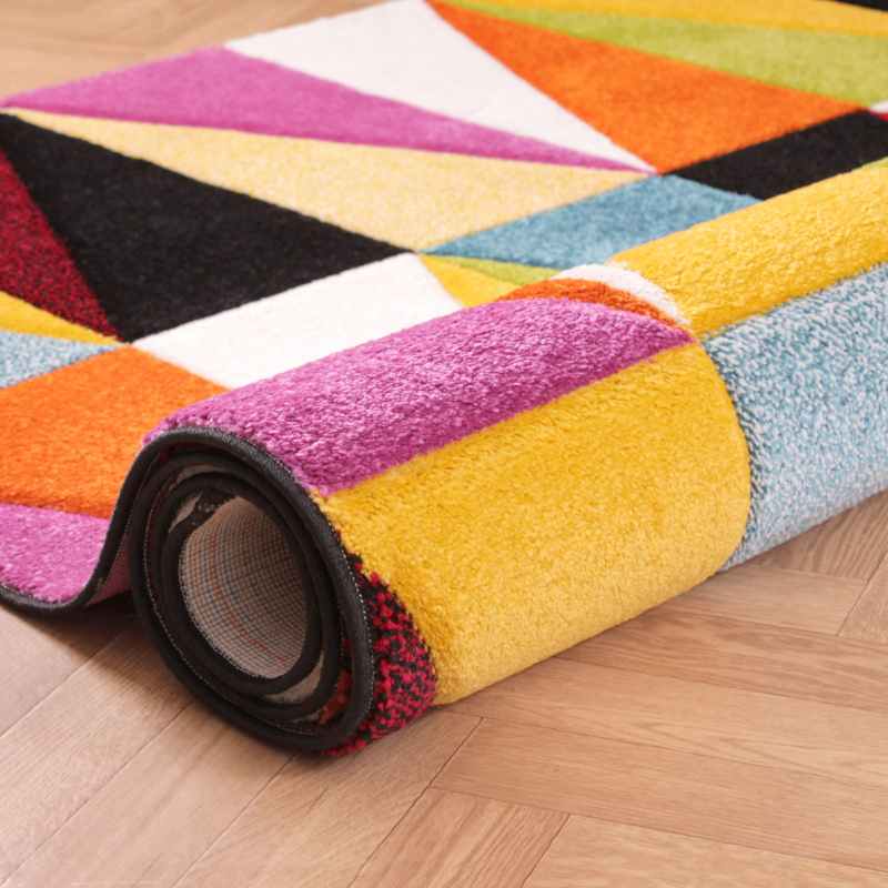 Spectra Tampa Carved Geometric Modern Runner Rugs in Multi