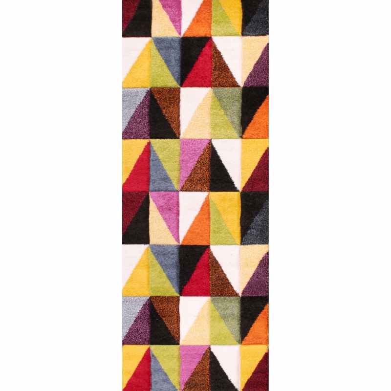 Spectra Tampa Carved Geometric Modern Runner Rugs in Multi
