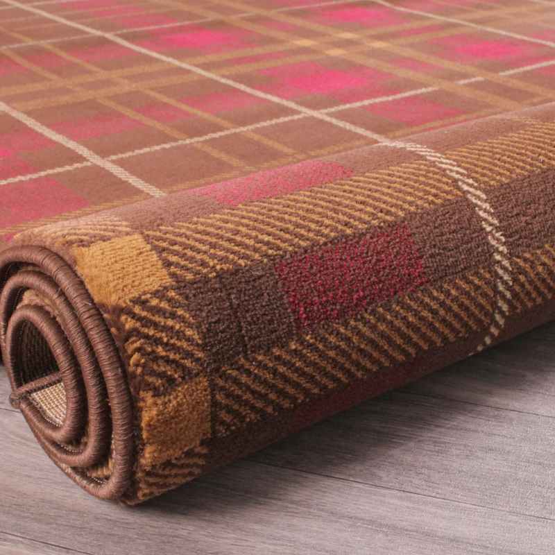 Tartan Check Modern Rugs in Brown