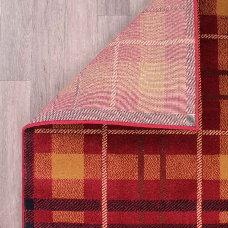 Tartan Check Modern Rugs in Red