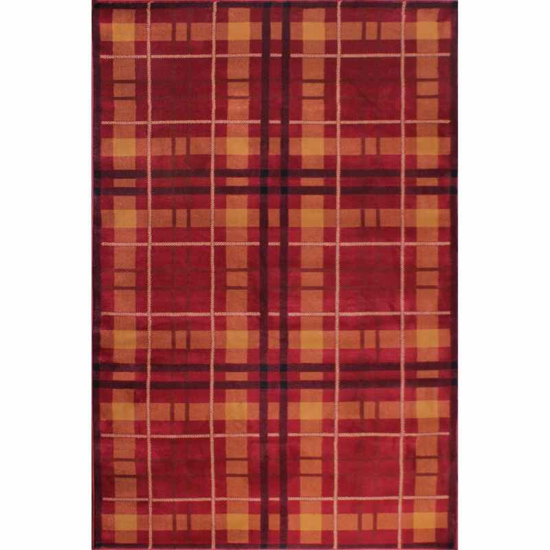 Tartan Check Modern Rugs in Red