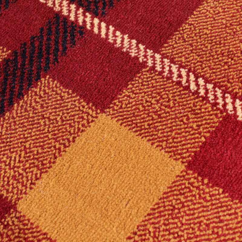 Tartan Check Modern Runner Rugs in Red
