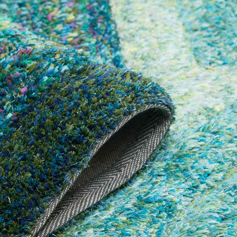 Trellis 3D Shaggy Geometric Modern Rugs in Blue