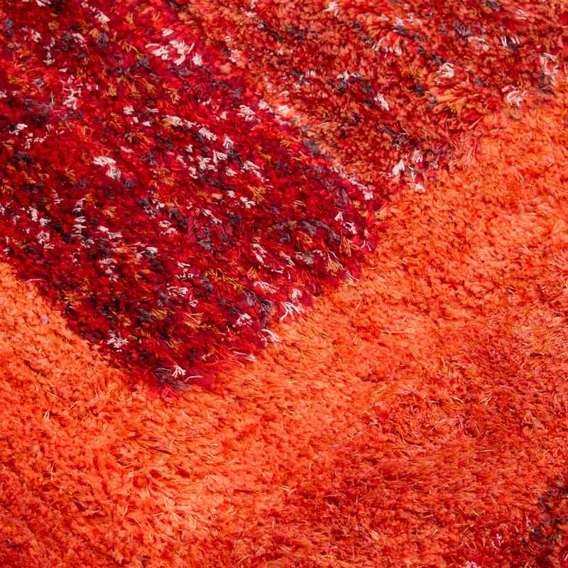 Trellis 3D Shaggy Geometric Modern Rugs in Red Orange