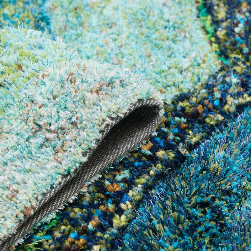 Trellis 3D Shaggy Geometric Modern Rugs in Teal Blue