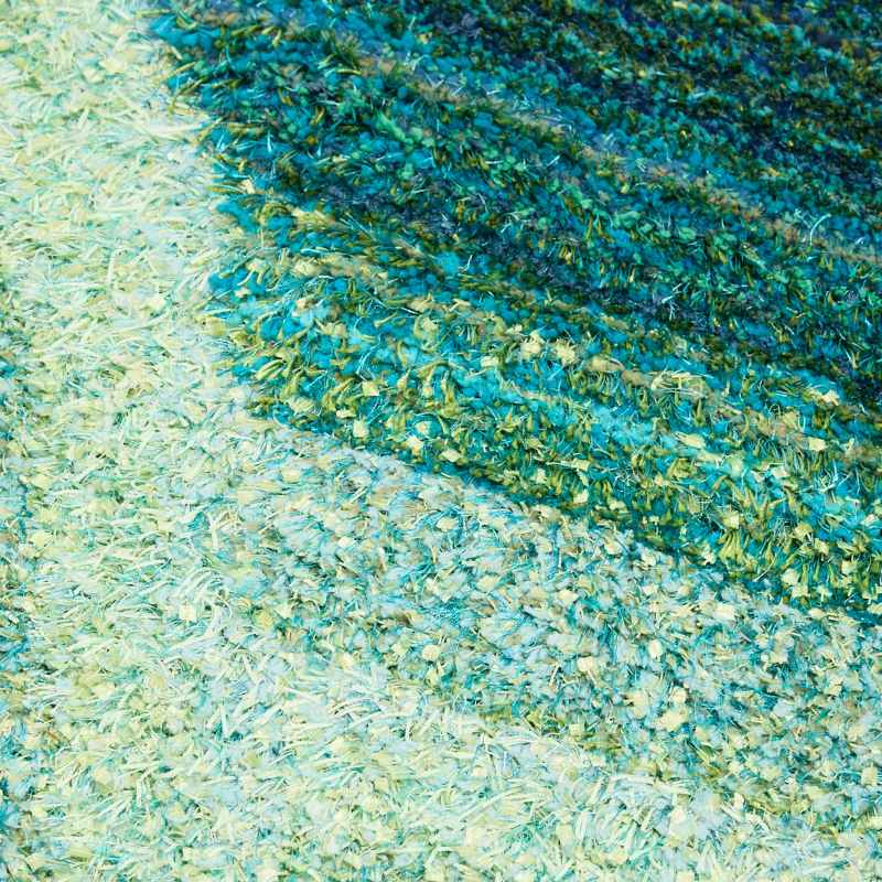 Wave 3D Shaggy Abstract Modern Rugs in Blue