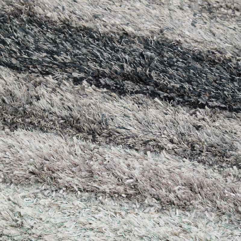 Wave 3D Shaggy Abstract Modern Rugs in Grey