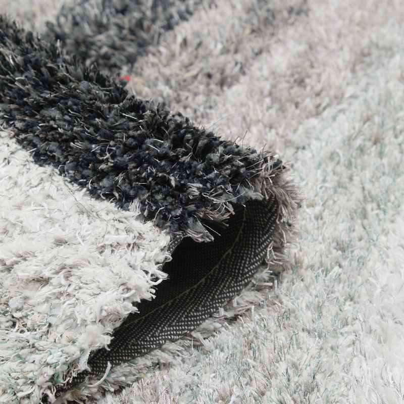 Wave 3D Shaggy Abstract Modern Rugs in Grey