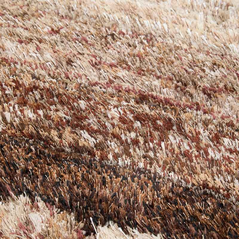 Wave 3D Shaggy Abstract Modern Rugs in Mocha Brown