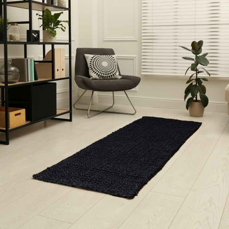 Whitefield Jute Boucle Runner Mat in Black