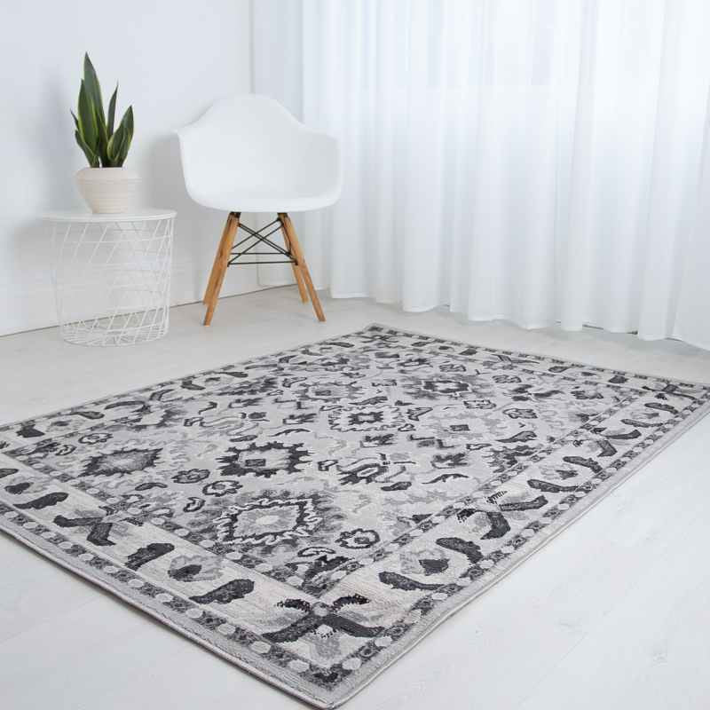 Balletto 13NA Traditional Border Rugs in Anthra Grey – The Rug Seller