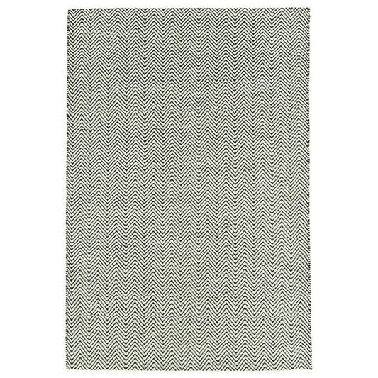 Ives Modern Chevron Zigzag Pattern Rugs in Black & White