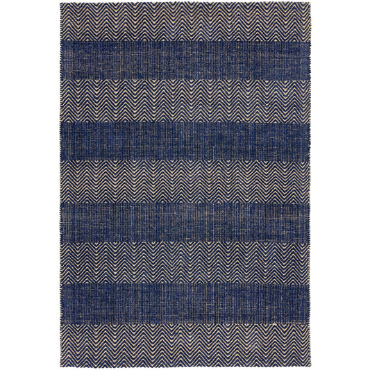 Ives Modern Chevron Striped Rugs in Blue