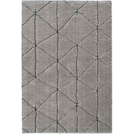 Dune 14054 2131 Carved Textured Shaggy Rug in Grey