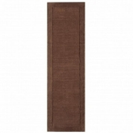 York Plain Wool Hall Runner Rugs in Chocolate Brown