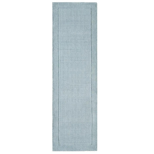 York Plain Wool Hall Runner Rugs in Duck Egg Blue
