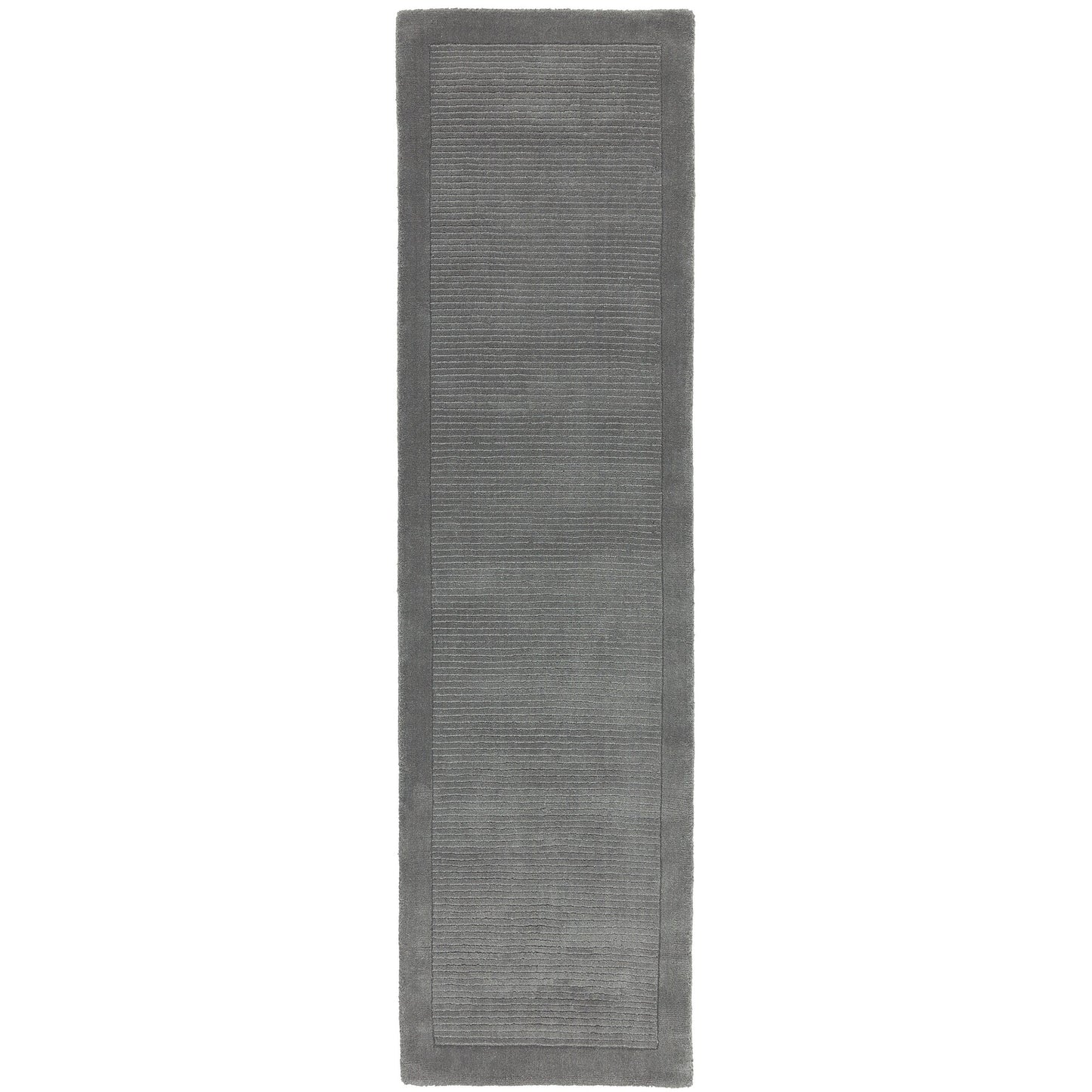 York Plain Wool Hall Runner Rugs in Grey