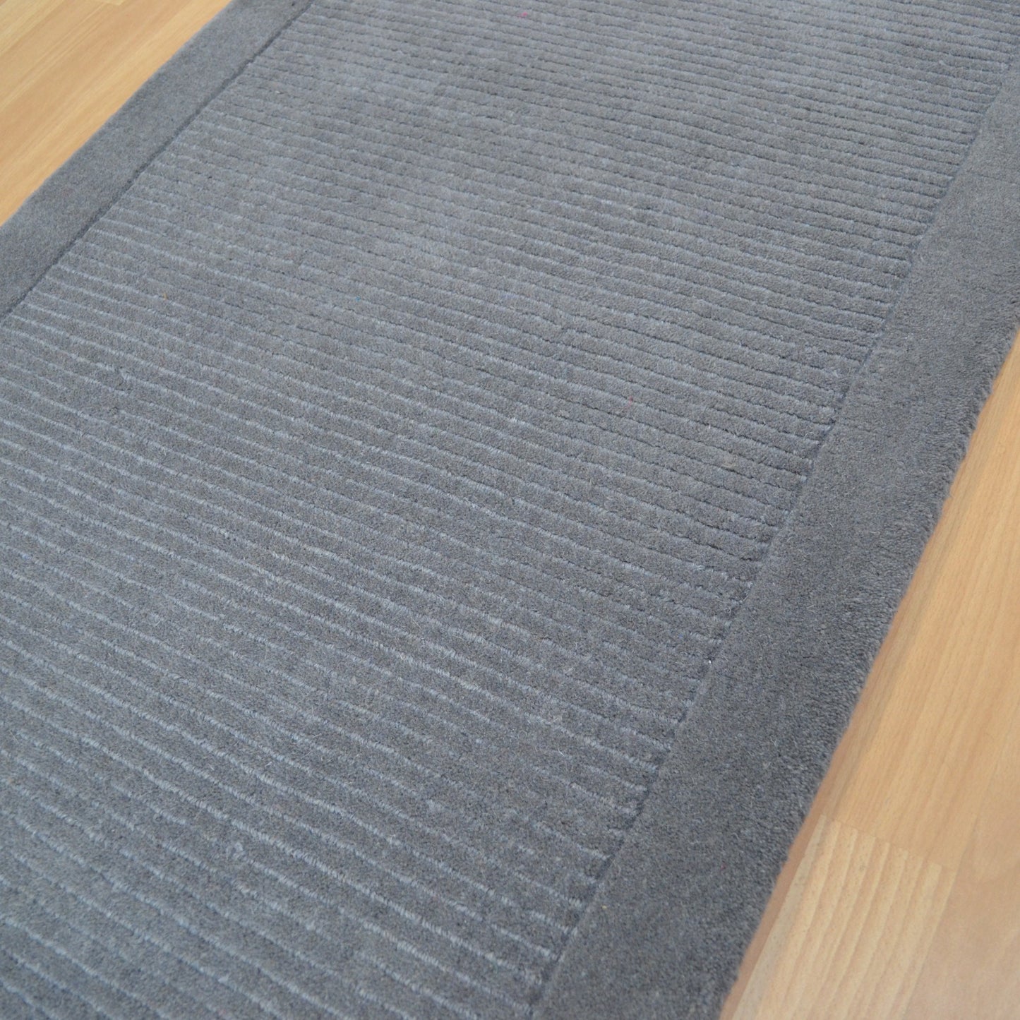 York Plain Wool Hall Runner Rugs in Grey