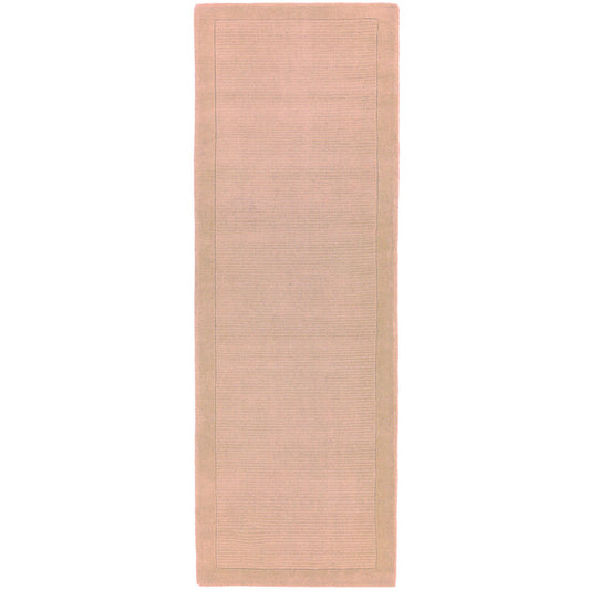 York Plain Wool Hall Runner Rugs in Pink