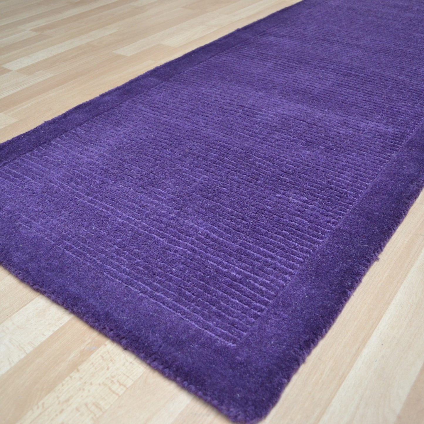 York Plain Wool Hall Runner Rugs in Purple